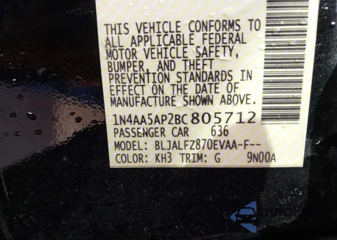 2011 Nissan Maxima 3.5 Sv z USA, uszkodzony, nr VIN 1N4AA5AP2BC805712